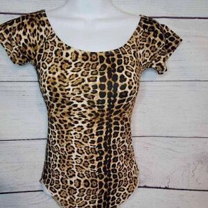 Women's Animal Print Short Sleeves Bodysuit XS